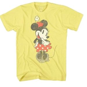 DISNEY UNISEX YELLOW SWEET SHY MINNIE MOUSE T SHIRT SIZE EXTRA LARGE